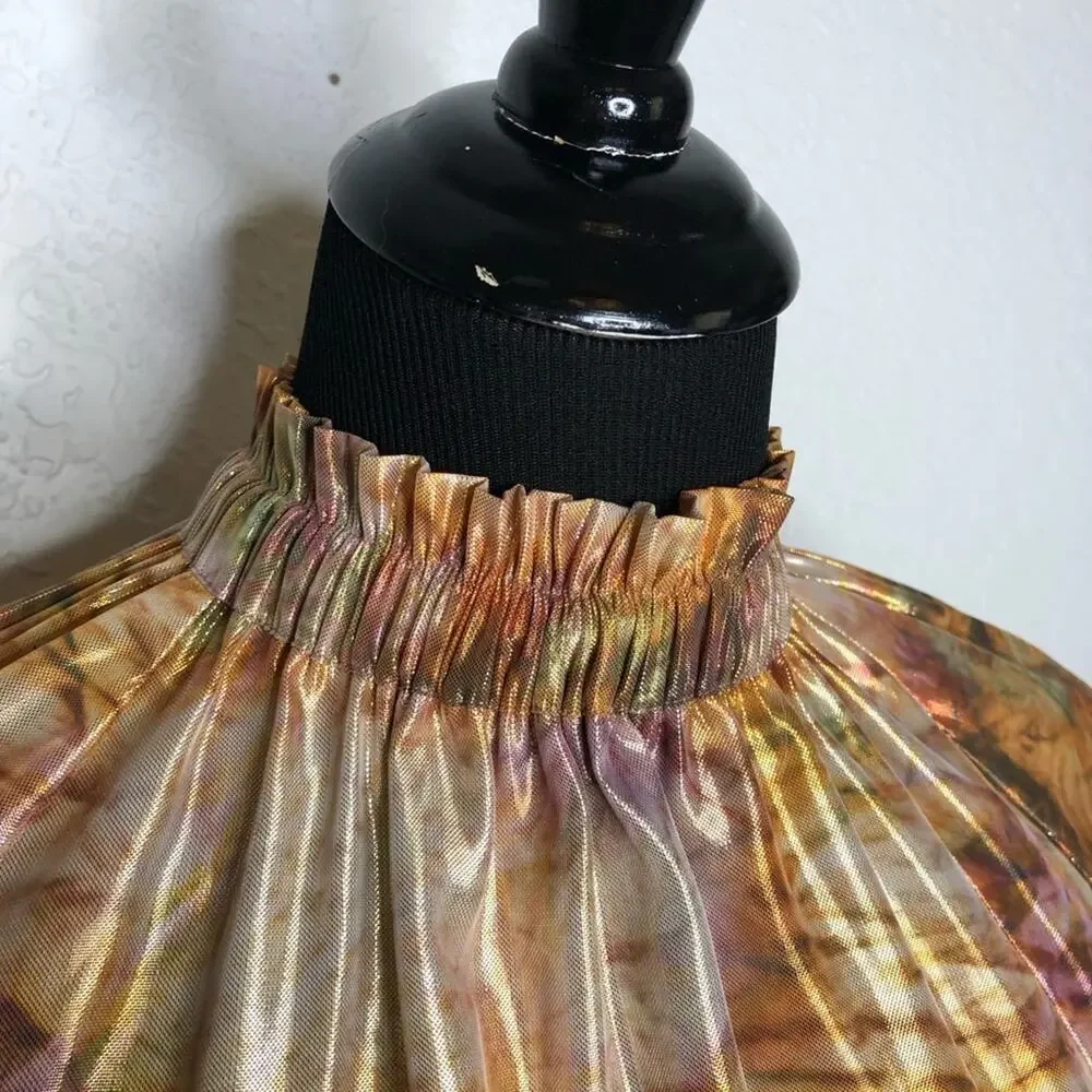 Marie Oliver June Earth Dye gold pink metallic smocked top size Extra Small XS